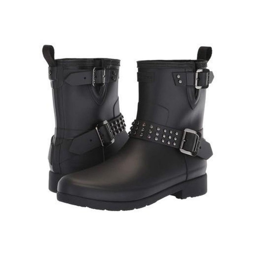Black Rubber Studded Rain Boots